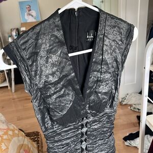 Nicole Miller Taffeta Grey Cocktail Dress Size 4